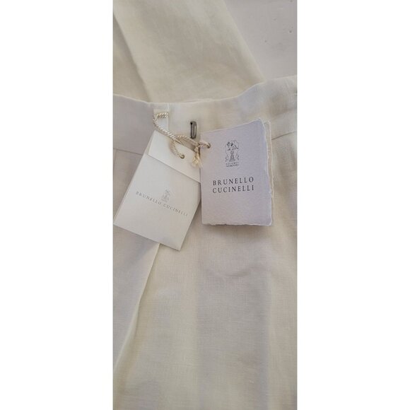 Brunello Cucinelli White Linen Tailor Fit Trousers – IT 48 / US 32 – - Picture 9 of 16